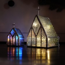 彩虹小教堂/手工玻璃居家裝飾歐式擺件(T3586)