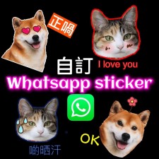 自定Whatsapp sticker-寵物/ 貓狗/ BB/情人/ 家庭照/ 偶像 (T3512)