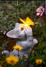 戶外花園裝飾小貓咪太陽能燈-擺件陽台露台庭院別墅樓頂布置可愛動物/村屋(T3612)