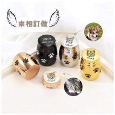 寵物天使罐貓咪狗照片定制刻頭像名字骨灰毛髮紀念鈦鋼收納盒(T3759)