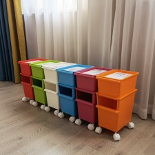 帶輪收納盒 帶蓋兒童積木拼圖儲物箱 雙層玩具收納箱 (T2592).