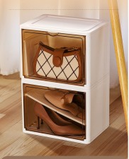 辦公室透明鞋子收納盒/ 枱下鞋盒鞋櫃高跟鞋靴子盒/ 慳位收納鞋架/可折疊隔板(T3808)