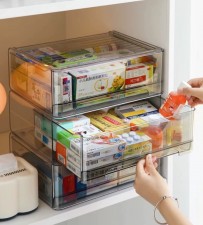 透明藥箱藥物收納盒-抽屜式藥品收納櫃家用置物架醫藥箱多層家庭裝(T5882)