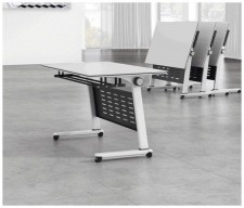 培訓桌椅組合-可拼接翻板桌移動長條桌帶輪子多功能辦公折疊會議桌(T6227)