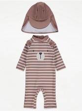 英國直送Striped Bear All In One Sunsafe Swimsuit and Keppi Hat<筍價預購>(U0532BM)