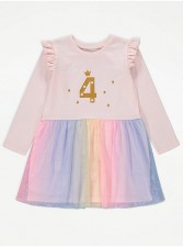 英國直送Pink Rainbow I Am 4 Birthday Tutu Dress<筍價預購>(U0511BM)