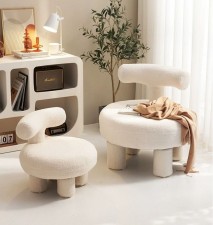 舒適羊羔絨小凳子-家用板凳現代簡約客廳沙發兒童矮凳動物凳圓凳換鞋凳(T6821)