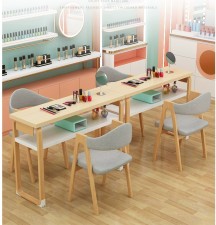 簡約美甲枱-美甲店用桌子美式實木美甲台單雙人簡約美甲桌椅套裝經濟型(T5854)