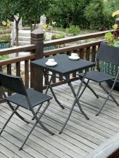 戶外陽台桌椅(小方桌)-塑料防水防曬庭院三件套休閒露天茶几折疊桌子(T7447)