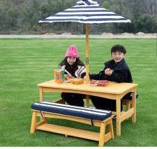 兒童戶外桌椅套裝-桌椅子野餐枱手工飯樂園帶傘遮陽幼兒園桌子家具套裝防曬(T6912)