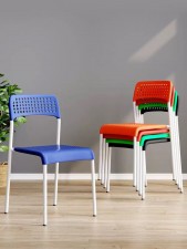 學生家用塑料椅子-餐椅成人凳子辦公椅簡約靠背椅懶人電腦椅塑料凳(T6881)