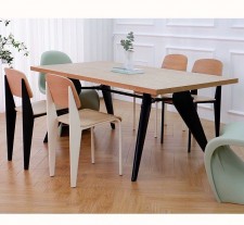 北歐風格設計-實木復古撞色靠背餐椅-奶油風格椅子餐桌椅小戶型家用餐廳靠背凳子(T6891)