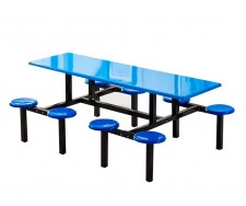 食堂餐桌椅(4位/6位/8位) -學校學生連體桌椅-員工地4人8人連體快餐桌椅組合不鏽鋼餐桌(T6722)