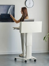 升降演講台-發言台現代簡約學校教室會議室小型主持台可移動講台桌 (U0886)