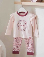 英國直送Personalised Pink Floral Frill Pyjama Set<筍價預購>(T9641BM)