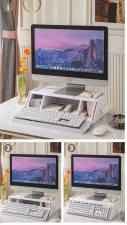 電腦顯示器增高架-OFFICE帶抽屜辦公室桌面收納屏幕台式顯示器支架子(T5460)