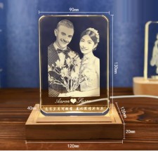 3D水晶禮品(13*9*厚4CM) -周年紀念日禮物送父母愛人女友照片定制金銀鑽石婚創意(U0637)