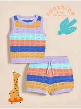 英國直送Little Angels Rainbow Knitted Vest and Shorts Outfit<筍價預購>(U0486BM)