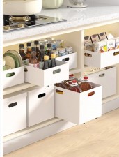 廚房抽屜抽拉式櫥櫃置物架-伸縮滑軌下水槽儲物碗碟盤調料收納盒箱(U0890)