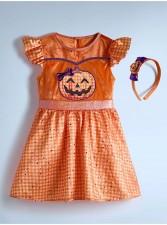 英國直送Halloween Orange Checked Pumpkin Fancy Dress Costume萬聖節服裝 <筍價預購>(U1584BM)