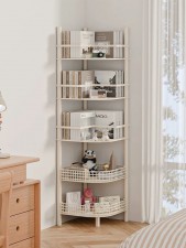 轉角書架落地置物架(3層/4層/5層款-層距高度可調整)-簡易兒童書櫃多層繪本架立架客廳臥室床頭靠牆(T7557)