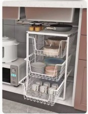廚房抽屜式拉籃(2層/ 3層)-櫥櫃內分層碗籃調料碗碟櫃子下水槽碗碟置物櫃 (U0373)
