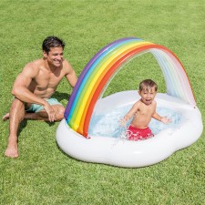 彩虹充氣戲水池-水上遮陽浮床嬰幼兒游泳池沙池海洋球池(T5666)