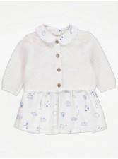 英國直送White Summer Print Woven Dress and Cardigan Outfit<筍價預購>(U0855BM)