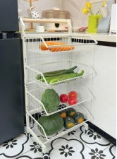 可移動菜籃子/置物架落地多層廚房小推車/水果蔬菜筐零食收納架(T5283)
