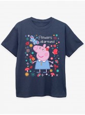 英國直送NW2 Peppa Pig Flowers All Around Kids Navy T-Shirt<筍價預購>(U0464BM)