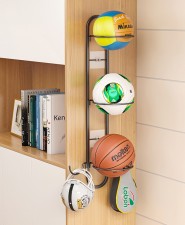掛牆式免鑽孔籃球收納架-壁掛多功能家用球類足球排球頭盔置物架簡約兒童(T4969).