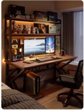 辦公枱/電腦枱(帶洞洞板)-多尺寸-桌台式家用書桌書架一體組合小戶型洞洞板學習桌子臥室(T9133)