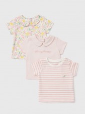 英國直送Baby 3 Pack Girls Pink Floral T-Shirt<筍價預購>(U0694BM)