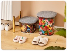 透明儲物凳- 玩具收納箱家用裝BB積木毛公仔整理筐塑膠透明儲物凳盒(T4946)