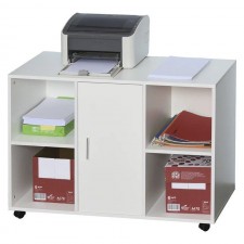 可移動打印機櫃-木質複印機底座財務辦公室文件儲物矮櫃桌邊櫃帶門(U1290)