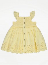 英國直送Yellow Broderie Trim Button Front Dress<筍價預購>(U0872BM)