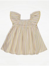 英國直送Yellow Stripe Ruffle Sleeve Dress<筍價預購>(U0871BM)