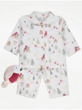 英國直送Christmas White Robin Long Sleeve Shirt Pyjamas and Toy聖誕節服裝<筍價預購>(U2103BM)