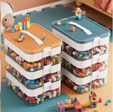 積木收納盒-小顆粒樂高多層分格裝零件分類盒子兒童玩具積木整理箱(T4944)