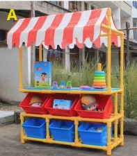 幼兒園大型置物玩具架-多功能收納展示架可折疊移動兒童彩色 (T8902)