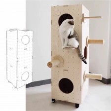 DIY貓踏板貓屋-貓窩三層可擴展不佔地貓跳台貓爬架貓房子 (U1291)
