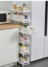 廚房夾縫多層置物架(2層/3層/4層)-浴室抽屜式縫隙收納整理架塑料窄邊架(T6462)
