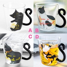 黑白貓咪玻璃杯<筍價預購>(U0439BM)