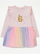 英國直送Pink Rainbow I Am 6 Birthday Tutu Dress<筍價預購>(U0513BM)