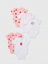 英國直送Baby 5 Pack Pink Strawberry Bodysuits<筍價預購>(U0681BM)