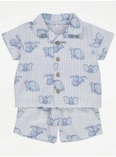 英國直送Disney Dumbo Blue Striped Short Shirt Pyjamas<筍價預購>(U0729BM)