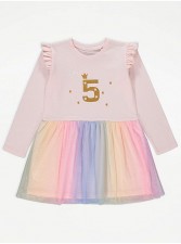 英國直送Pink Rainbow I Am 5 Birthday Tutu Dress<筍價預購>(U0512BM)