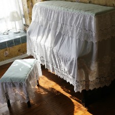典雅英式白蕾絲鋼琴巾/鋼琴套防塵/鋼琴罩全罩-(T1278)