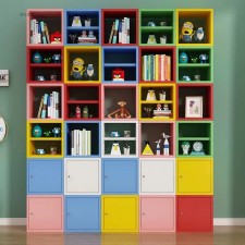彩色簡約方格櫃(多尺寸)-自由組合帶門儲物櫃格子櫃收納箱置物架書架書櫥(T4820)