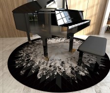 三角鋼琴隔音吸音圓形地毯/專用音符琴房琴行地墊簡約錄音棚(多尺寸)(T3807)